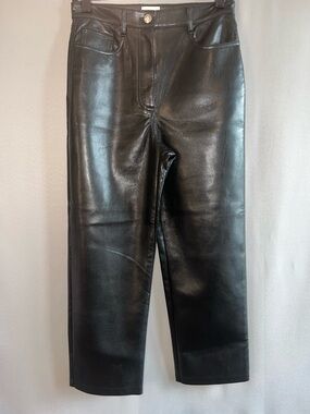 Aritzia Wilfred Melina Pants Vegan Faux Leather Black 6